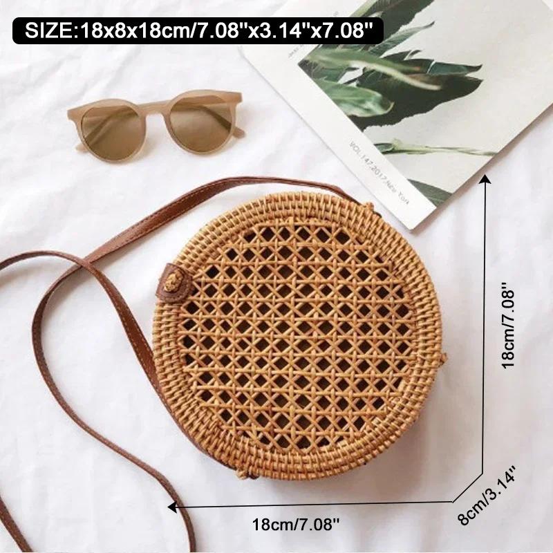 Quadratisch Rund Multi-Stroh Tasche Handtaschen Damen Sommer Rattan Tasche Handgefertigt Gewebt Strand Kreis Bohemia Handtasche