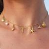 Charm Gold Color A-Z Pendant Alphabet Choker Necklace Women Shell Conch Starfish Initial Letter Necklaces Boho Beach Jewelry