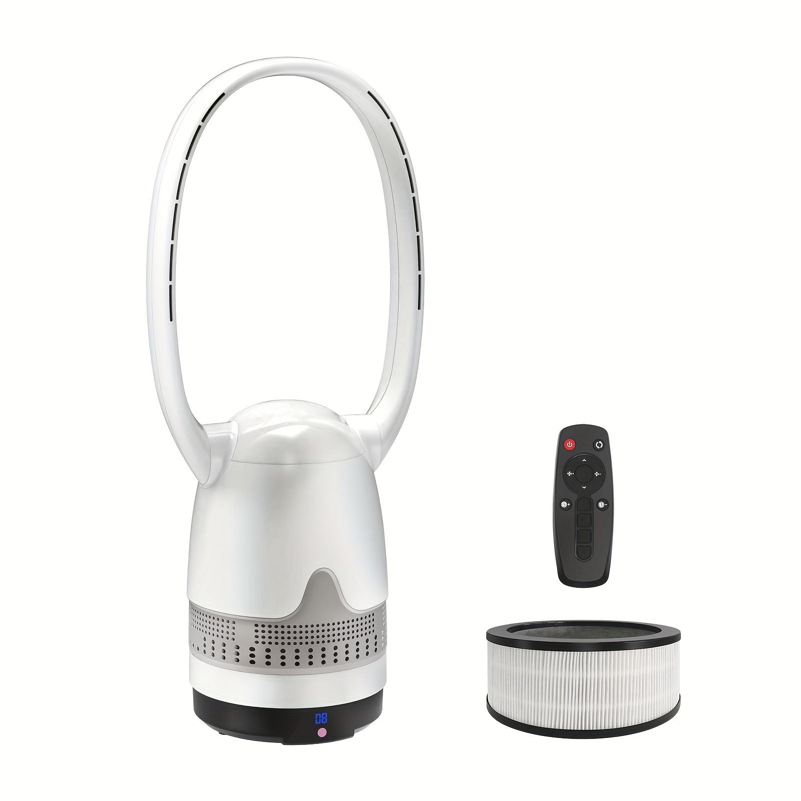 

Комбинированный безлопастной вентилятор и очиститель воздуха, 26 дюймов, HEPA-фильтр, 8 скоростей, вращение на 120°, дистанционное управление, таймер сна на 8 часов белый