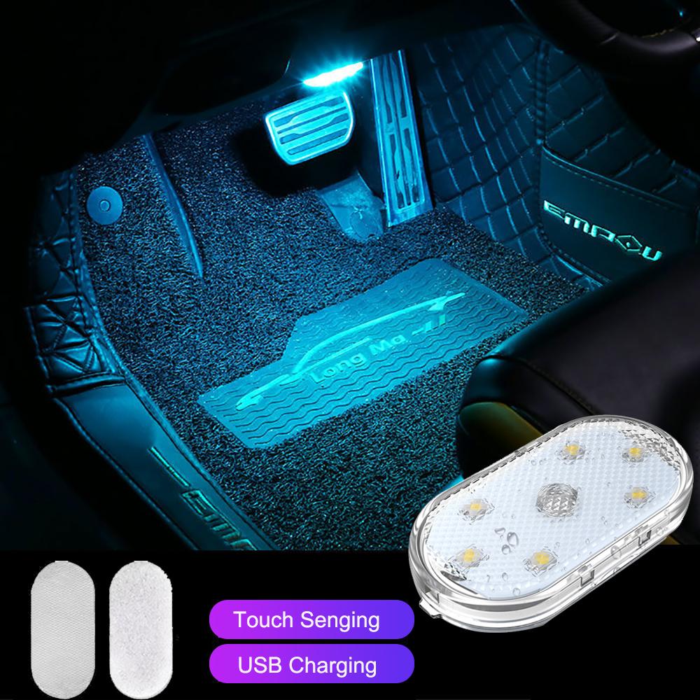 Touch Switch Car LED Touch Light Mini Size Rechargeable Interior Inspection Lamp Portable Car Roof Trunk 6 LED Beam 120mA