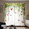 2PCS Digital Print  Curtain, Green Vines Colorful Butterfly, Modern Home Decor  Curtain for Bedroom Living Room