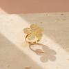 Golden Plated Brushed Flower Open Adjustable Ring for Women Elegant Statement Jewelry Gift