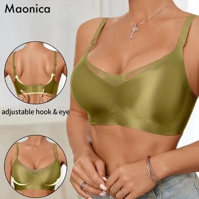 Damen Nahtloser Trägerloser BH Satin Verstellbar Stützender Komfort Crop Top Unterwäsche