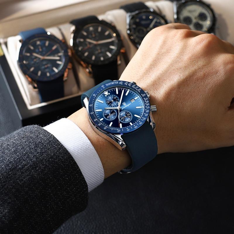 POEDAGAR Men Watch Fashion Sport Chronograph Silicone Quartz Watches Top Brand Luxury Waterproof Luminous Date Wristwatch