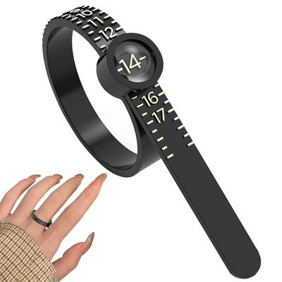 Black/White Color Size Ring Ruler Ring Measuring Tape Ring Measuring Tool Annular Coil Finger Size Filter with Magnifying Glass