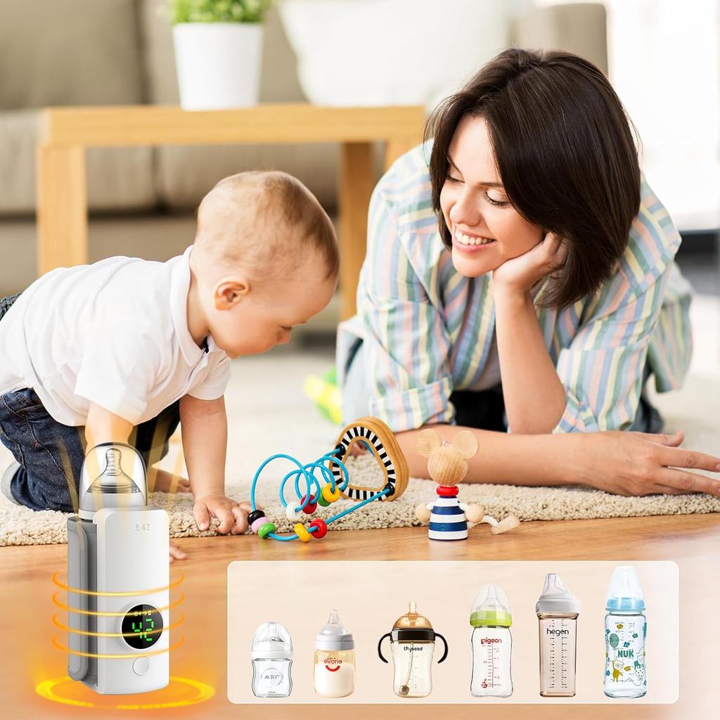 Fast Heating Baby Bottle Warmer,Travel-Easy,18W Fast Charging,6-Speed Temperature Control,Locked-in Nutrition,360 Degree Wrap Even Warming,Ensuring