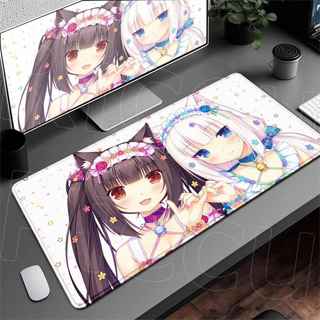Anime Nekopara Cute Girl Carpet Large Computer Desktop Protect Cushion XXL Gaming Lock Edge Thicken Mouse Pad Speed Keyboard Mat