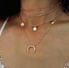 European & American Fashion Multi-layer Moon & Round Bead Choker Necklace