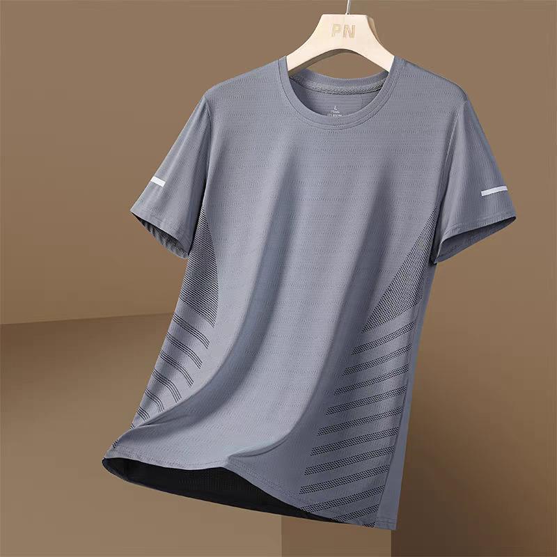 Summer Running Sport Tee Fashion Quick Dry Material Short Sleeves Tops Casual O-neck Loose T-shirt Outdoor Fitness Men's T Shirt