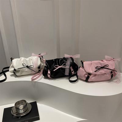 Bag Ladies New Fashion Bow One Shoulder Underarm Bag Sweet Silk Scarf Folded Underarm Bag