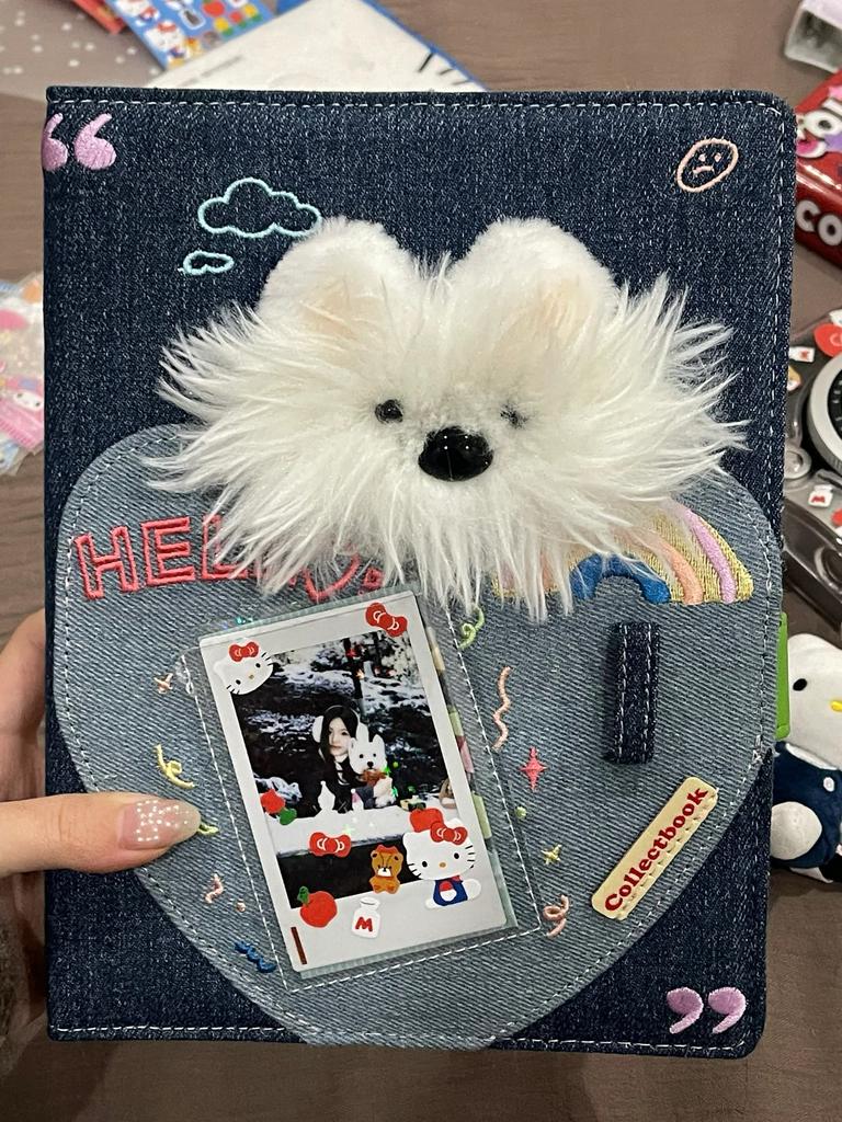 Cute Puppy A5 Binder Jeans Kpop Photocard Collect Book 4grid 3inch Photo Holder Idol Photo Album Loose-leaf Notebook