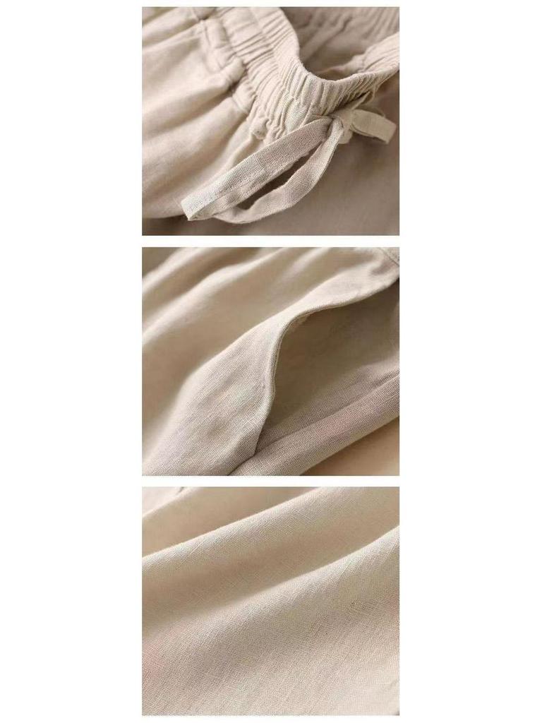 Women's High-Waisted Cotton-Linen Wide-Leg Pants - 2024 Summer Slimming, Versatile, Loose, Straight-Leg Design
