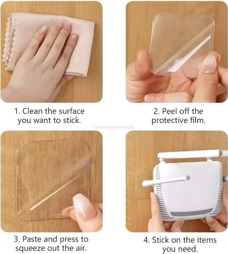 Ultra-strong Glue Double Sided Adhesive Tape Transparent Square Wall Stickers Patch for Bathroom Seamless Waterproof Nano Tapes