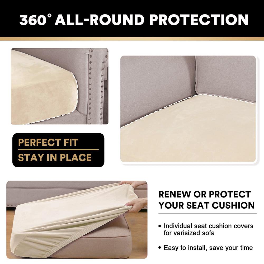 Simple Velvet Sofa Covers Super Soft Sofa Seat Cushion Covers Solid Living Room Stretch Sofa Couch Case Home Decor Washable Pets