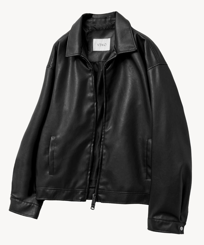 Vtwo 442 Vegan Leather Overfit Jumper_Black