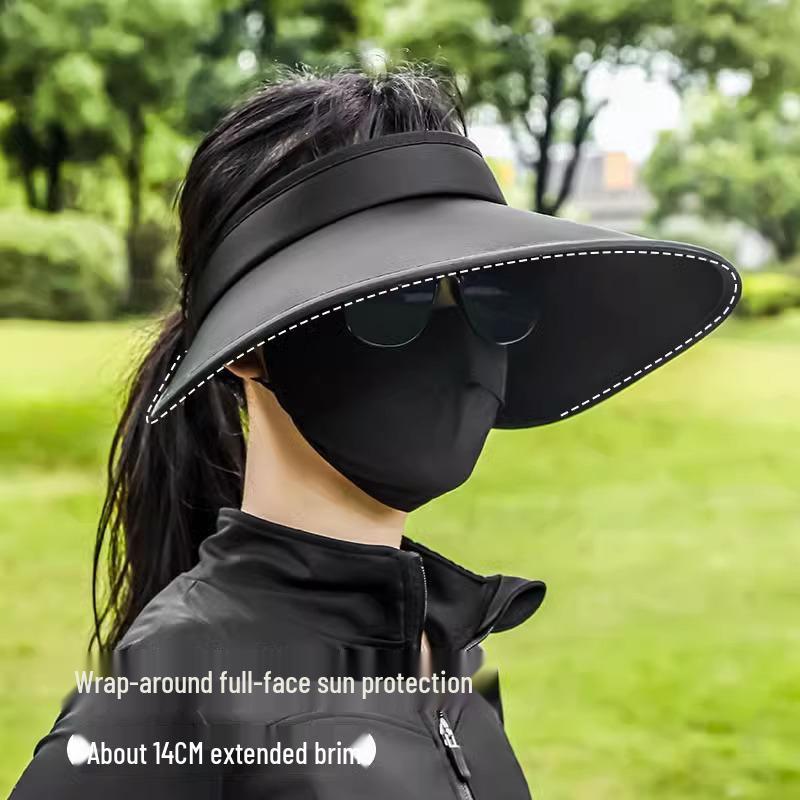 

Женская шляпа от солнца с широкими полями - Защита от УФ-лучей, Летний козырек из ледяного шелка Foldable - Beige