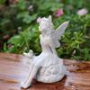 Mist Fairy Ornament StoneLook Finish Resin Garden Statue WeatherResistant Outdoor Decor for