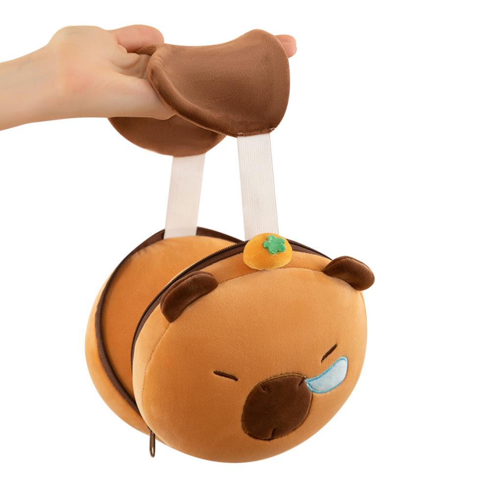 Plüschmaskottchen 4-in-1: Kissen, Schlafmaske, Capybara Schlüsselanhänger