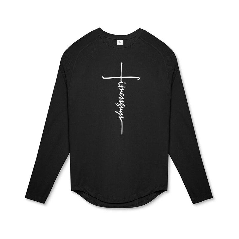 Muscleguys Autumn Men's Round Neck Printed Raglan Sleeves Casual Long-sleeved Top Fitness Sports Comfortable T-shirt