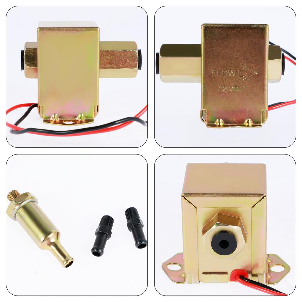 Electric Fuel Pump 12V 4.5-7PSI Universal Gasoline and Diesel  Transfer Pump with 2 Fuel Connectors Metal Electric Fuel Pump