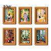Vintage Style Photo Holder for Office Locker Cute Cat Magnetic Fridge Magnet, Wooden Picture Frame, Fun Reusable Frame Set Cabinets Scene Decor Metal