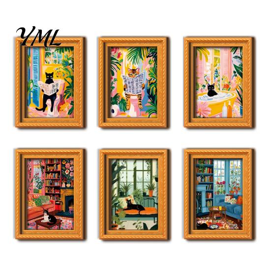 Vintage Style Photo Holder for Office Locker Cute Cat Magnetic Fridge Magnet, Wooden Picture Frame, Fun Reusable Frame Set Cabinets Scene Decor Metal