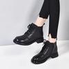 Women's Leather Chelsea Boots,Flat Sole Ankle Martin Boots with Fleece Lining for Winter,British Casual Shoes