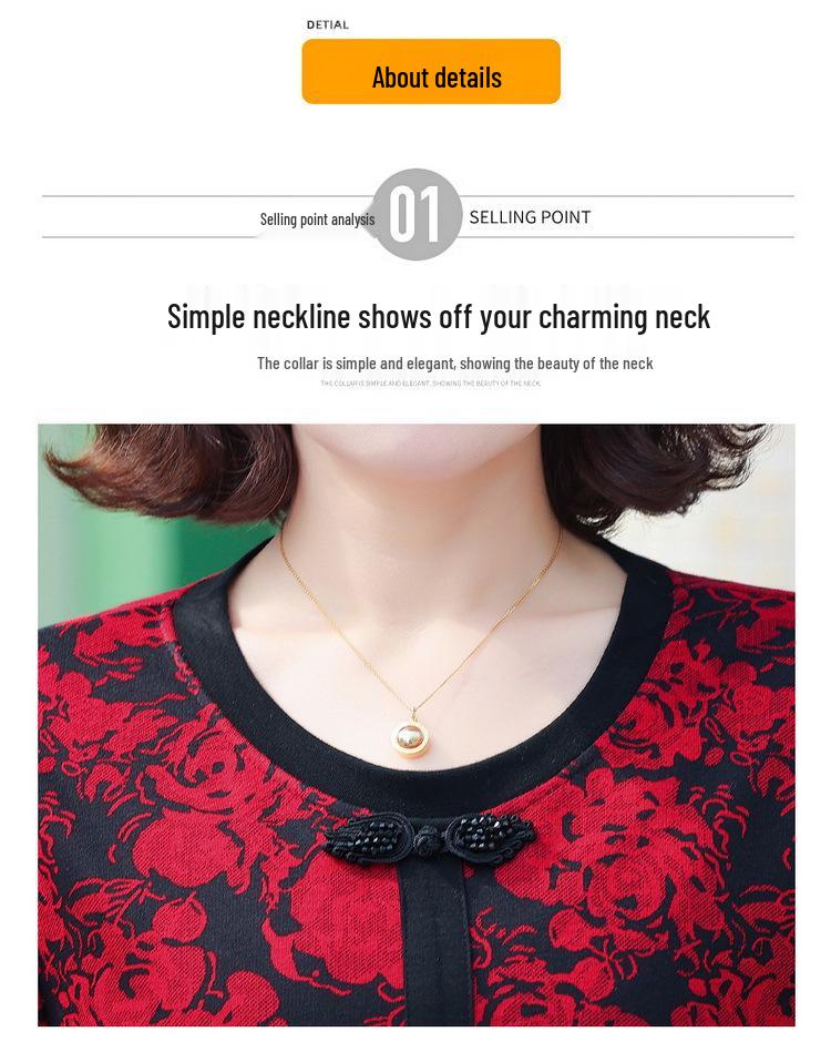 2025 Autumn Fashionable Long-Sleeve Casual T-Shirt for Middle-Aged & Elderly Women