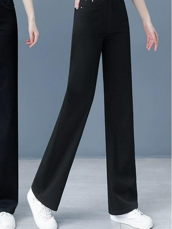 Summer 2025 Women's High-Waisted White Denim Jeans - Loose, Slimming Straight/Wide Leg Pants