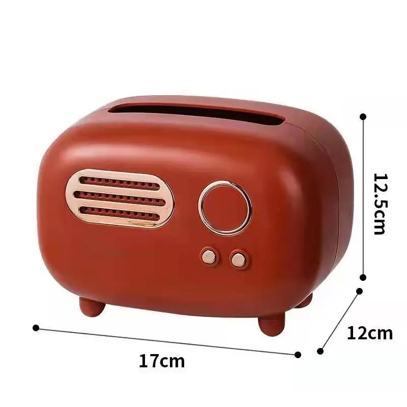 Retro Radio Model Tissue Box Desktop Paper Holder Napkin Case Organizer Ornament Home Decoration Durable Living Room Table Tissue Paper Storage Box