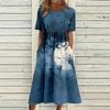 Women's Halloween Printed Casual Dress - Round Neck with Pockets, Relaxed Fit for Women