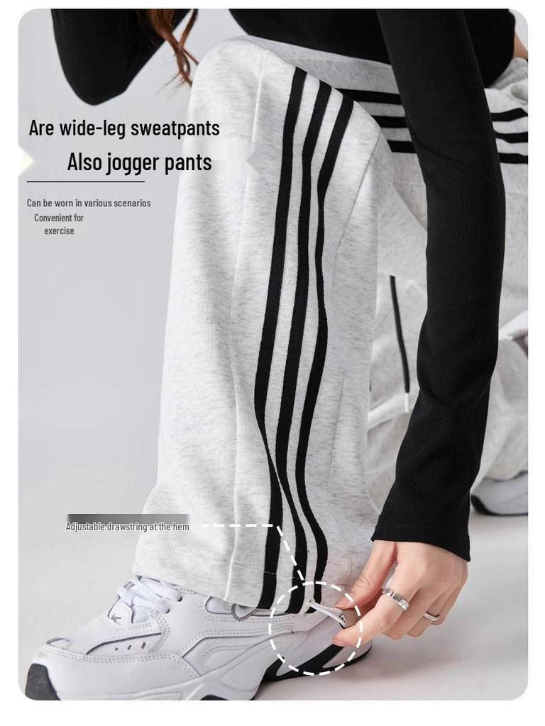 Women's High Waist Striped Wide Leg Sweatpants - Spring 2025 Edition