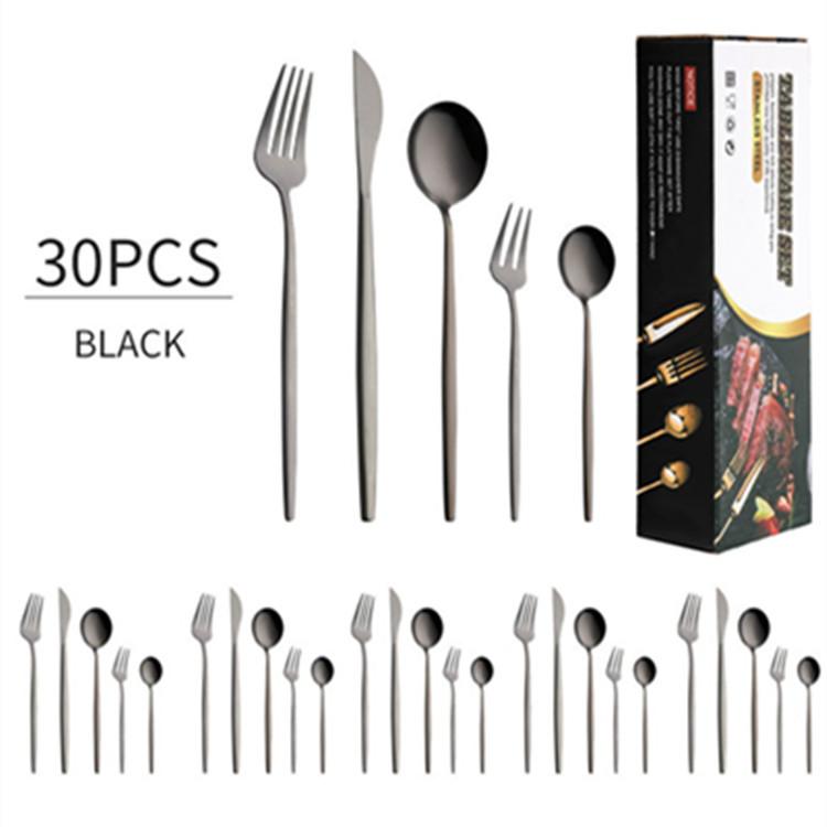 Gold Cutlery Set Stainless Steel Dinnerware Set 30Pcs Knives Forks Coffee Spoons Flatware Set Kitchen Dinner Tableware Set