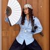 French Temperament Lapel White Shirt Women's 1116 Spring Professional Waist Inner Long-sleeved Women's Shirt Women's Clothing
