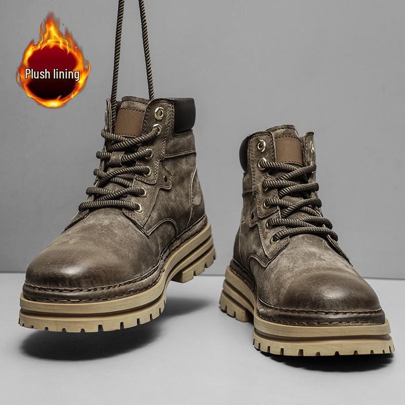 2024 Wear-Resistant Genuine Leather Men s Martin Boots - Warm, Stylish British Workwear for Autumn/Winter 46