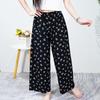 Women's Summer Cotton Silk Nine-Point Wide-Leg Pajama Pants - Plus Size, Loose, Breathable, Cooling, Ideal for Beach and Air Conditioning Comfort