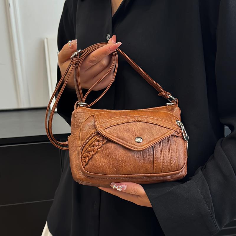 PU moteriškas daugiašaknis rankinis krepšys didelės talpos mamos krepšys vintažinis krepšys per petį