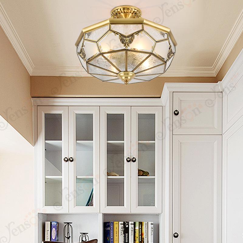 European All-Copper Ceiling Light for Bedroom, Living Room, Foyer, Balcony, or Aisle - Simple, Warm, and Romantic Design