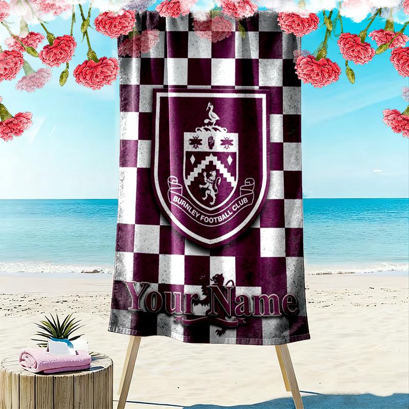 Name Custom Burnley FC Print Beach Towel, Large Soft Quick Dry Towel for Beach Camping Swimming