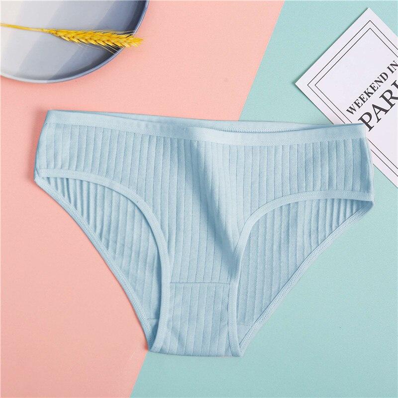 FINETOO Cotton Women's Briefs Solid Color Long Johns M-XL Mm Soft Briefs Girls Striped Underwear Comfortable Panties Women's Underwear