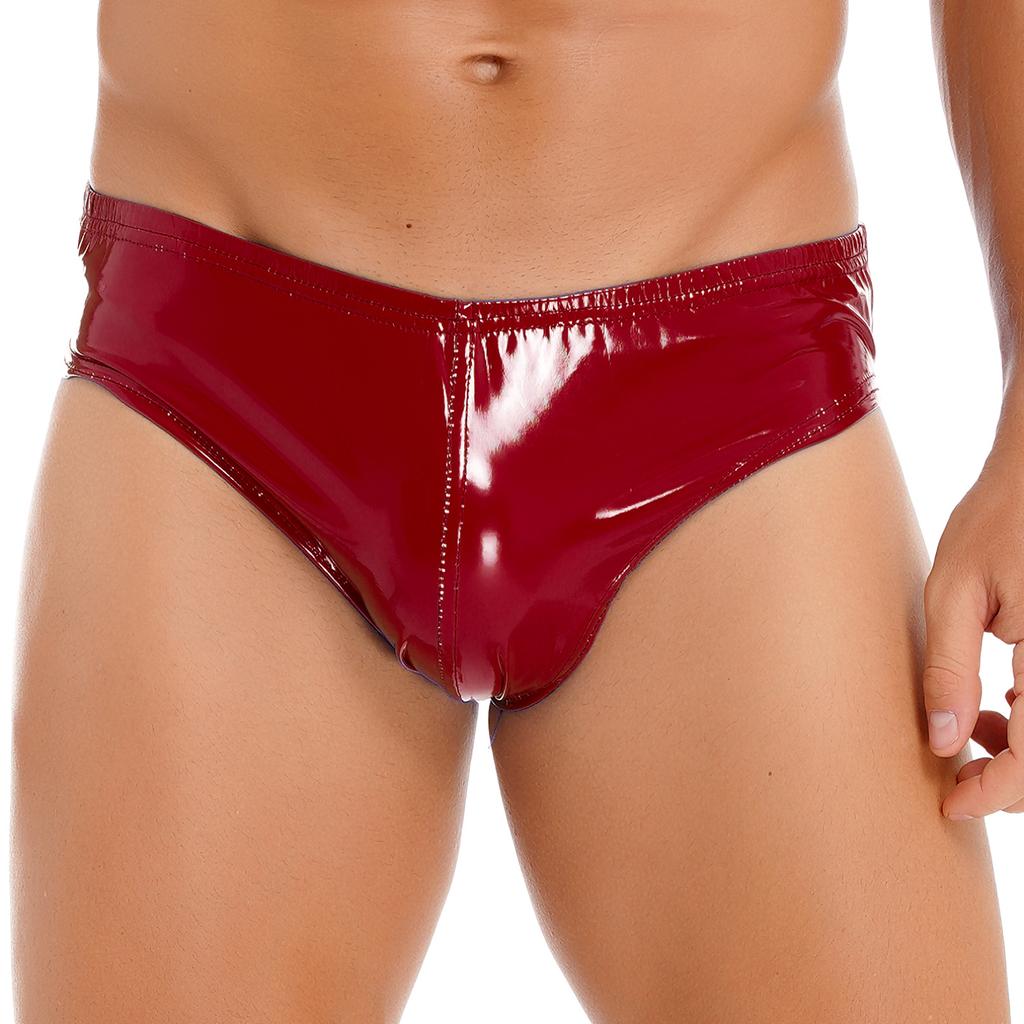 Mens Wet Look Patent Leather Briefs Underwear Male Underpants Club Pole Dancing Costume