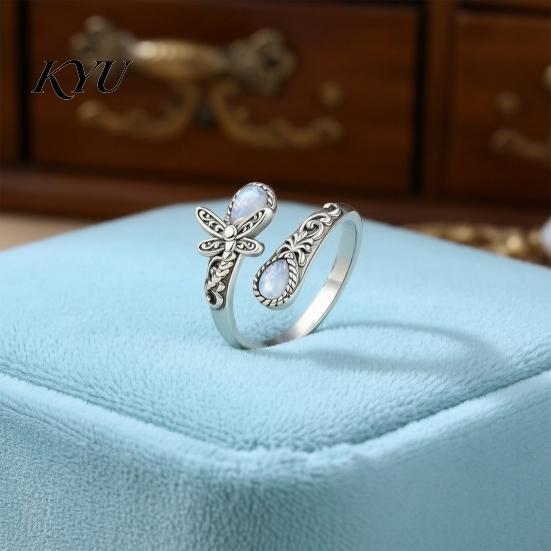 Eleganter Statement-Ring Vintage Faux-Mondstein-Ring, Wassertropfen Falscher Edelstein Verstellbar Offen Damen Heilstein Band Schmuck für Paar,