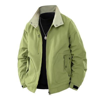 Men's Casual Stand Collar Jacket Men Spring Autumn Workwear Baseball Coat Lightweight Zipper Closure Overcoat Men Clothing