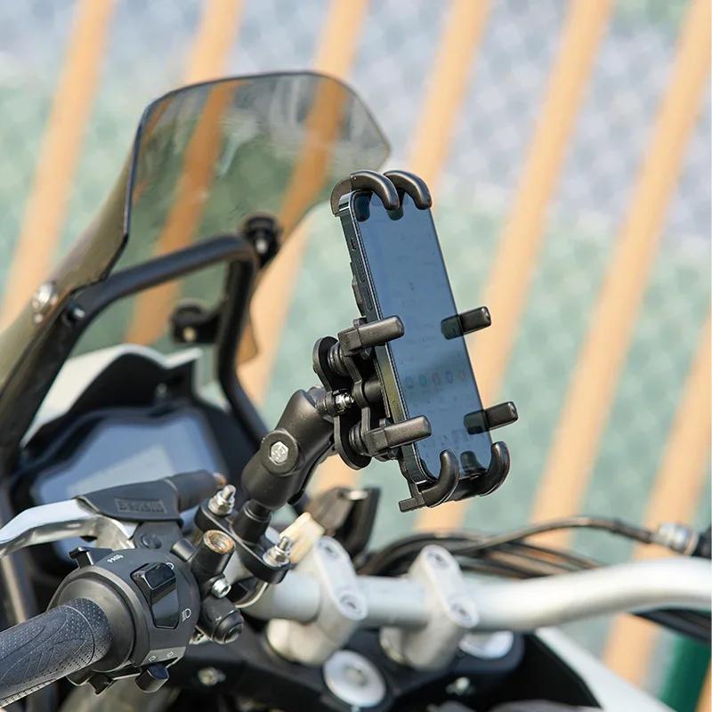 Motorcycle Mobile Phone Bracket Bicycle Electric Vehicle Shockproof Anti-drop Rider Mobile Phone Eight-claw Holder ABS