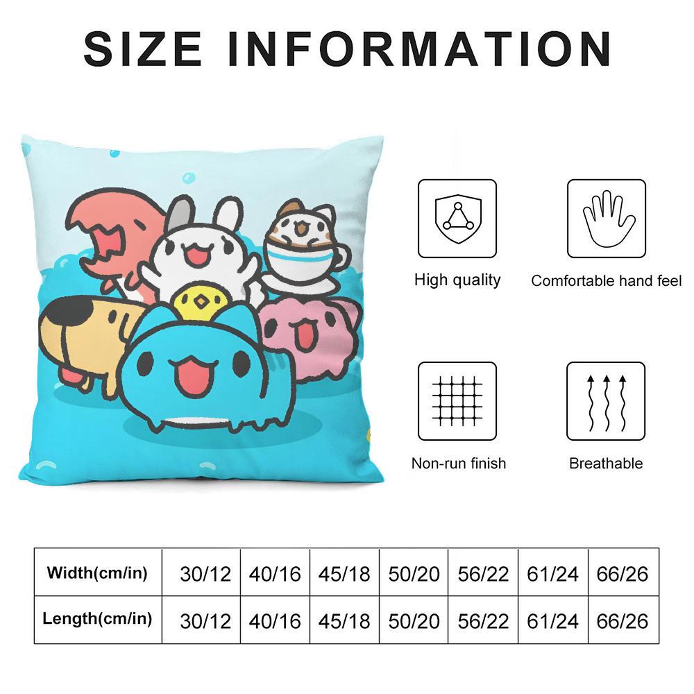 B-Bugcat Capoos Cute Cushion Cover Pillowcase Ultra Soft Skin Friendly Fabric Cloud Like Comfort & Concealed Zipper