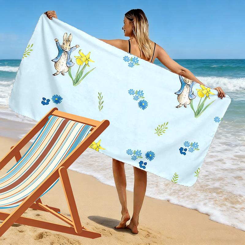Peter Rabbit Print Beach Towel, Large Soft Quick Dry Towel for Beach Camping Swimming