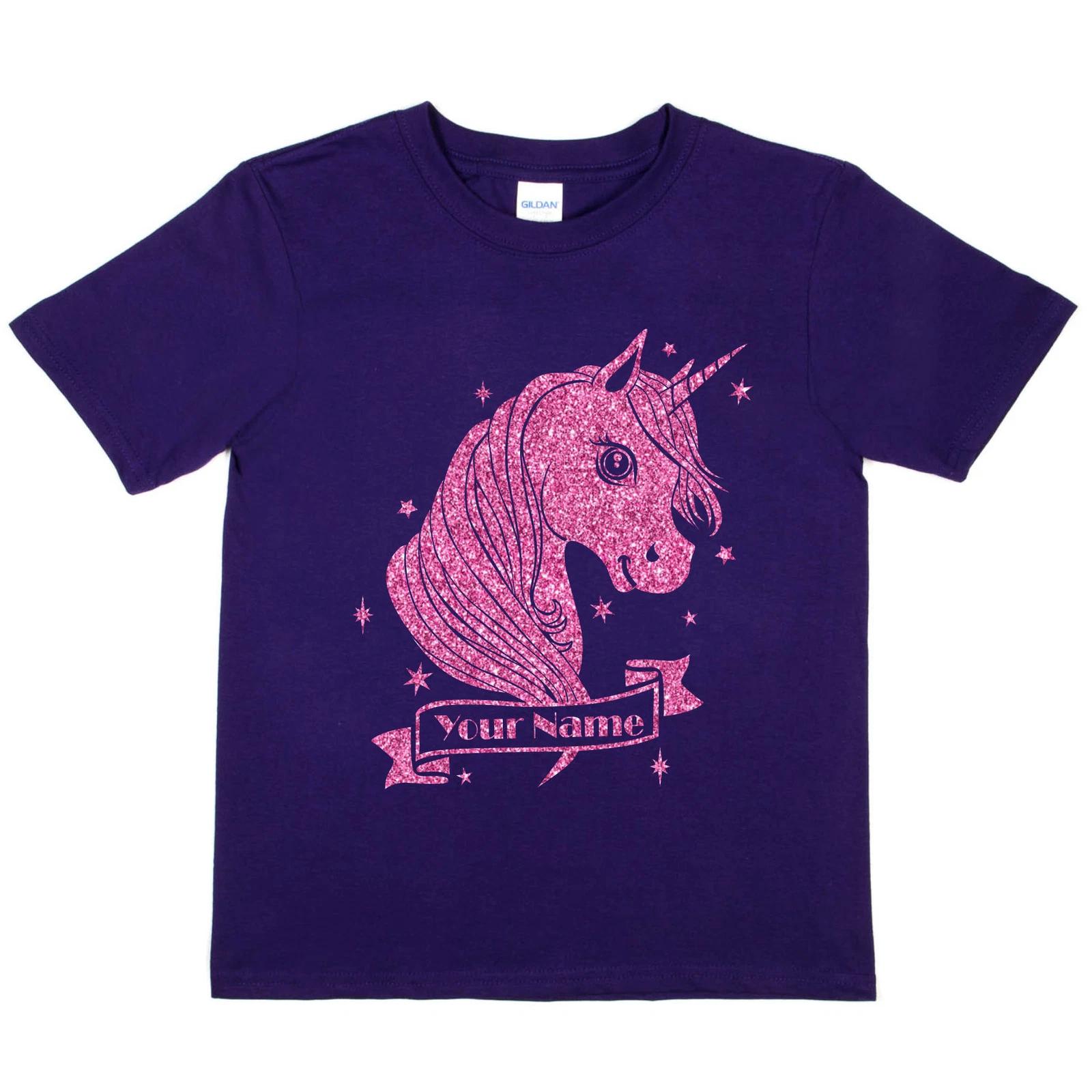 Girls Personalised T-Shirt Birthday Present Unicorn Your Name First Name 4XL