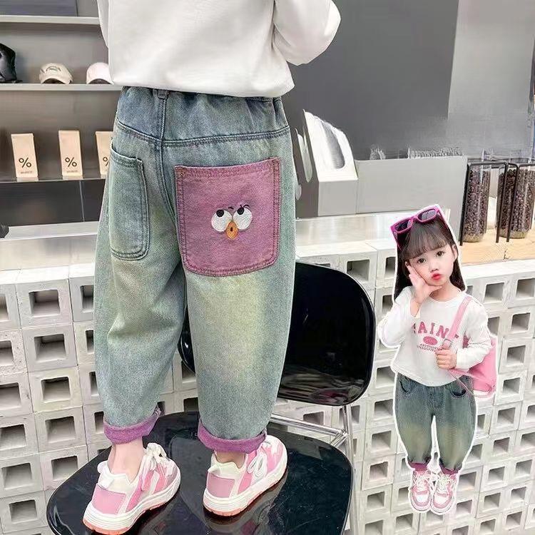 Girls' Pants Spring and Autumn Children's Jeans Versatile Pants Stylish Baby