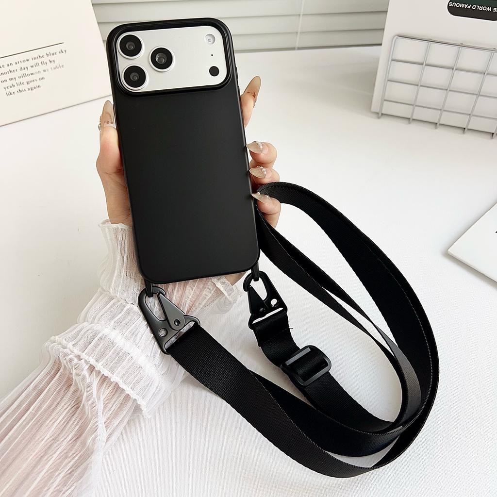 Crossbody Lanyard Matte Silicone Soft Case For iPhone 17 Pro Max 16 12 11 15 Pro 13 14 Plus Necklace Strap Shockproof Cover