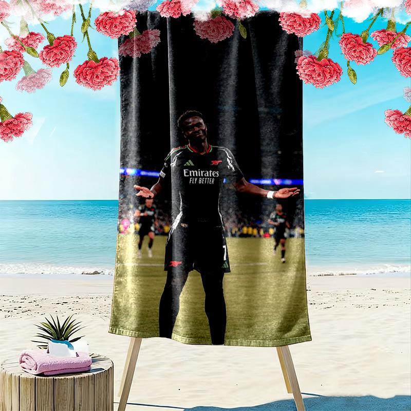 Bukayo Saka Druck Strandtuch, Großes Weiches Schnelltrocknendes Handtuch für Strand Camping Schwimmen